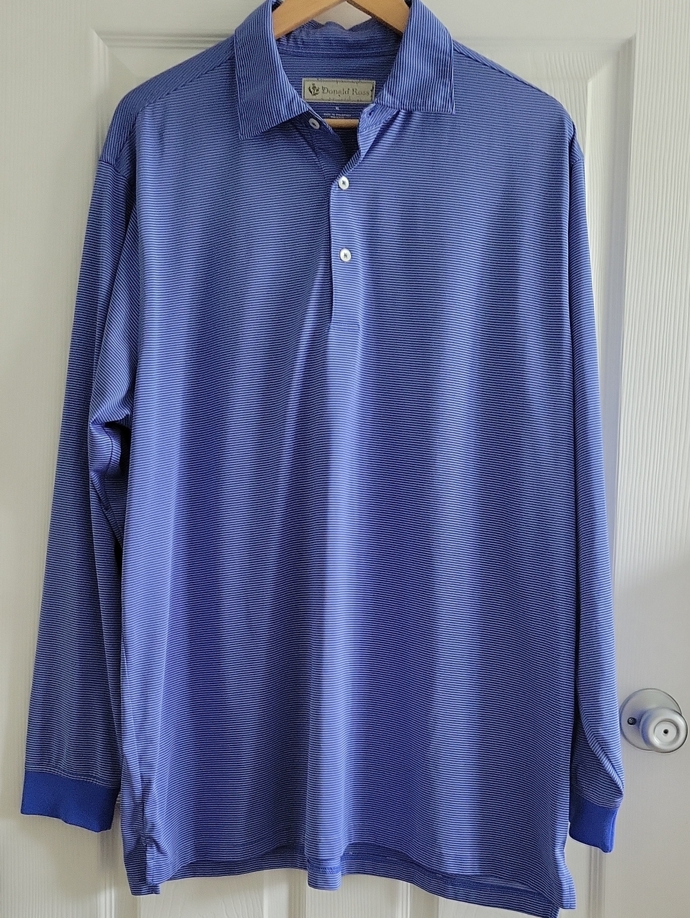 Donald Ross Striped Long Sleeve Golf Polo XXL Blue/White NWOT MacGregor Downs CC